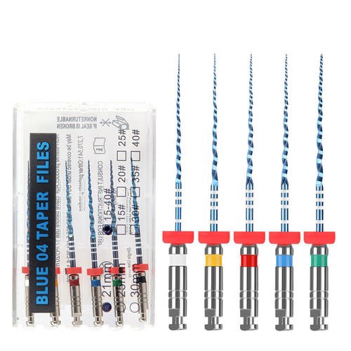 6 Pcs Dental Endo V Blue Engine Use Root Canal Rotary Files Taper 04/06 #15-40 - Afbeelding 9 van 13