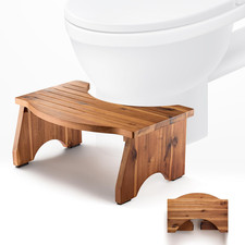 Foldable Toilet Stool for Bathroom Adults - 7.2" Acacia Wood Poop Stool for Kids