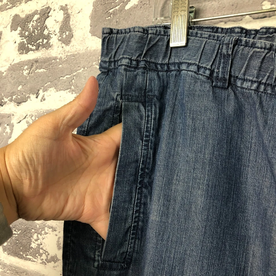 Pantalones Eileen Fisher Mujer Extra Grandes Denim Tencel Mezcla Algodón Tiro Alto Cremallera Foto 3 de 4