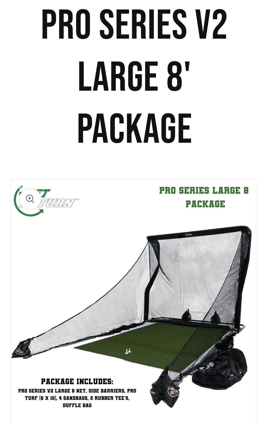 Golf Net & Turf Net Return Pro Series V2 Large 8’ Package w/ 6’ x 10