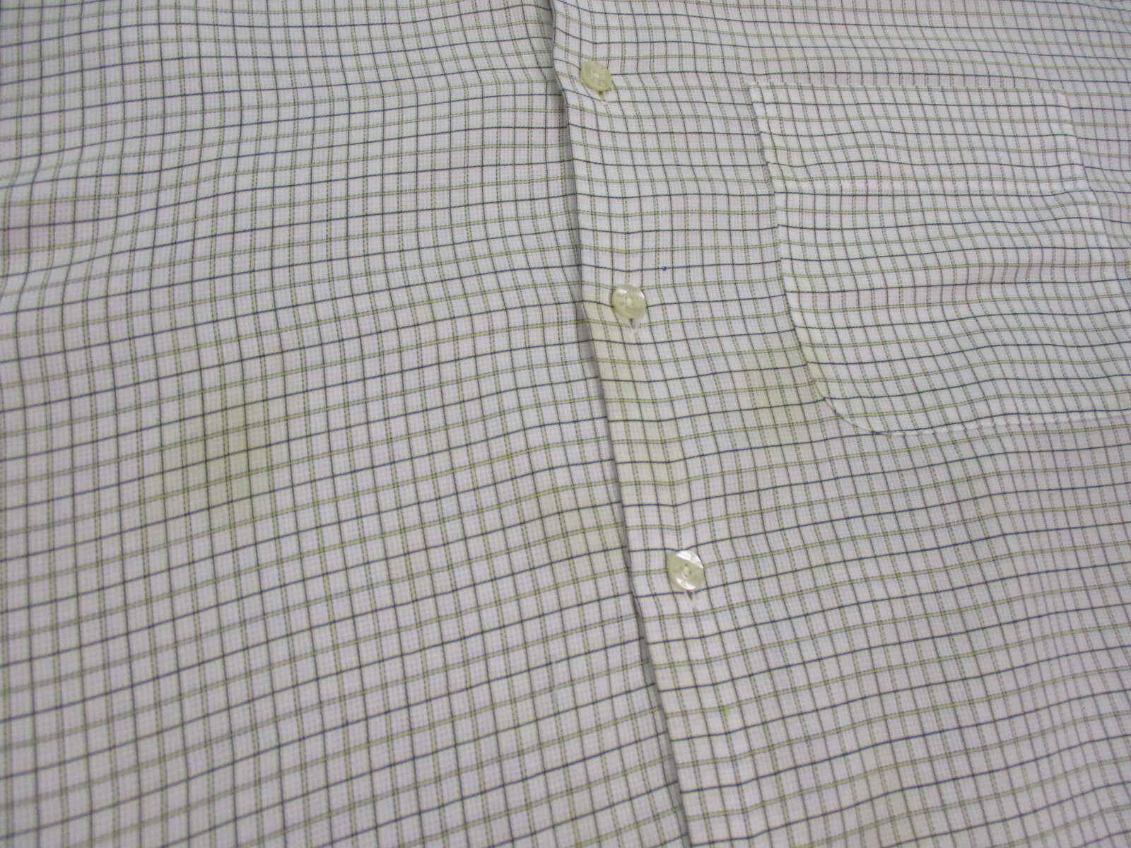 Camicia da uomo Yves Saint Laurent 17 34 35 grande beige giallo a scacchi blu morbida YSL