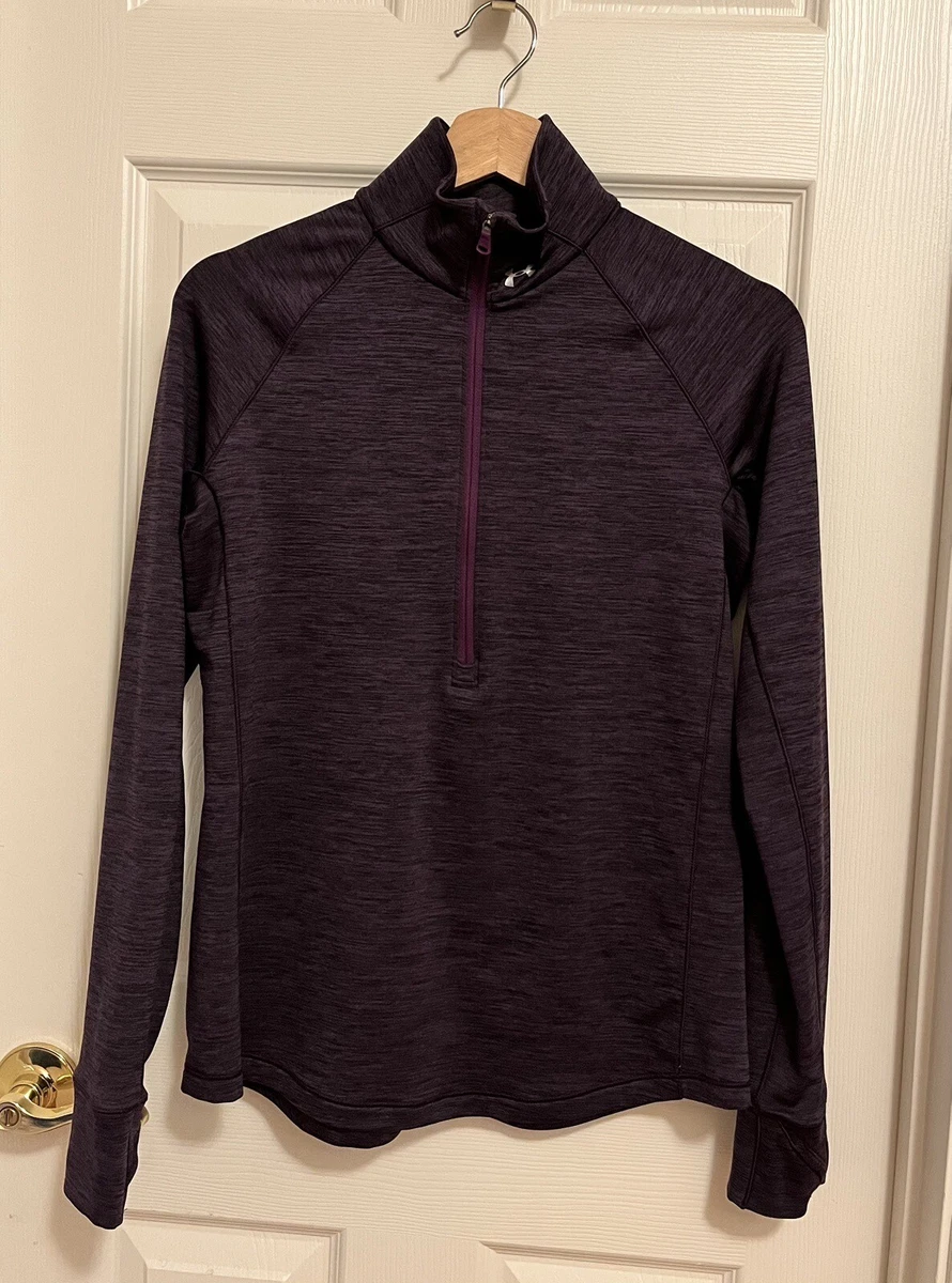 Women’s Under Armour Fitted Cold Gear Long Sleeve Purple Zip Front Top  Medium