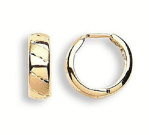 9CT HALLMARKED YELLOW GOLD DIAMOND CUT 15MM X 5MM HUGGIE/HOOP EARRINGS - 第 1/4 張圖片