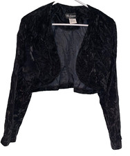 Vintage Be Smart Satin Black Cropped Formal Dress Jacket Size M