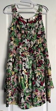 Moulinette Soeurs Anthropologie Akebia Floral Tiered Ruffle Silk Dress Size 0
