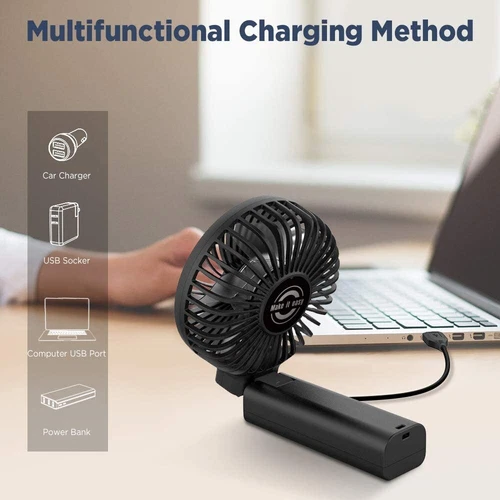 EasyAcc USB Handheld Fan Portable Desk Fan with 5000mAh Battery Rechargeable US - Picture 6 of 23