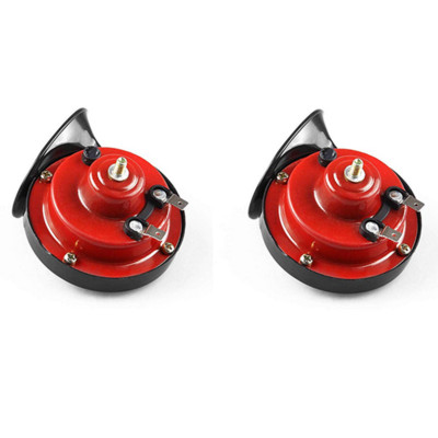Car Truck SUV Dual-tone Snail Horn Electric Air Horns 12V 105DB Loud Red 2Pcs