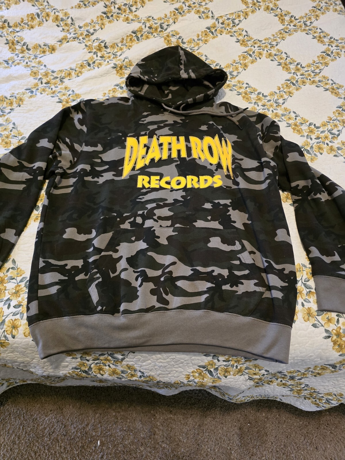 FILA Felpa con cappuccio mimetica in pile Crooks & Castles Death Row Records taglia 2XL.