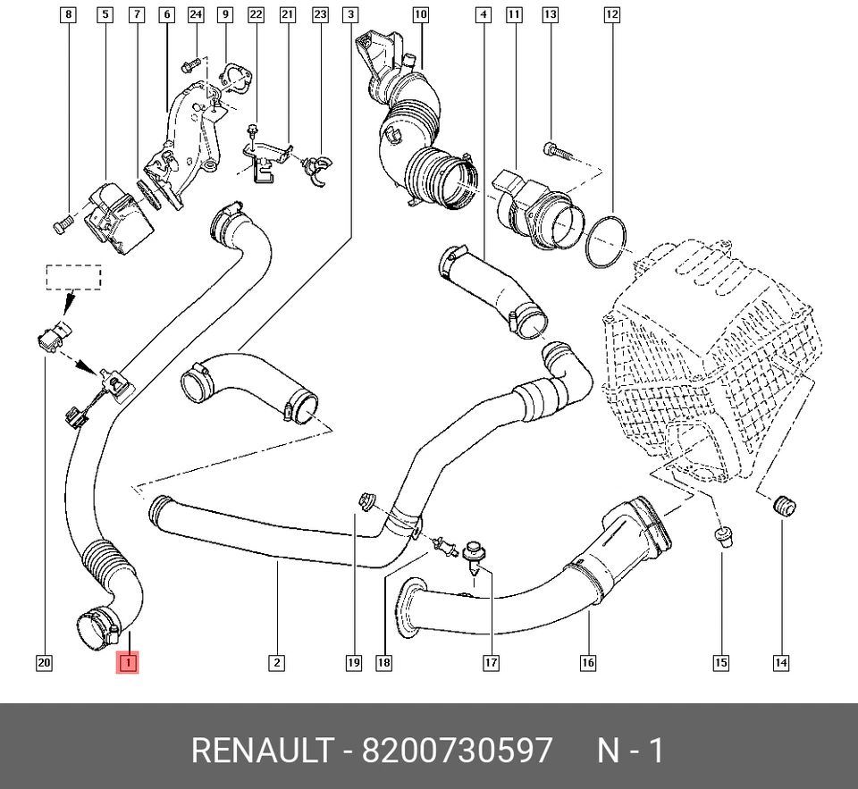 Durite Turbo Tuyau Intercooler Renault Laguna II 1.9 dCi 8200730597 8200360086 - Photo 3/4