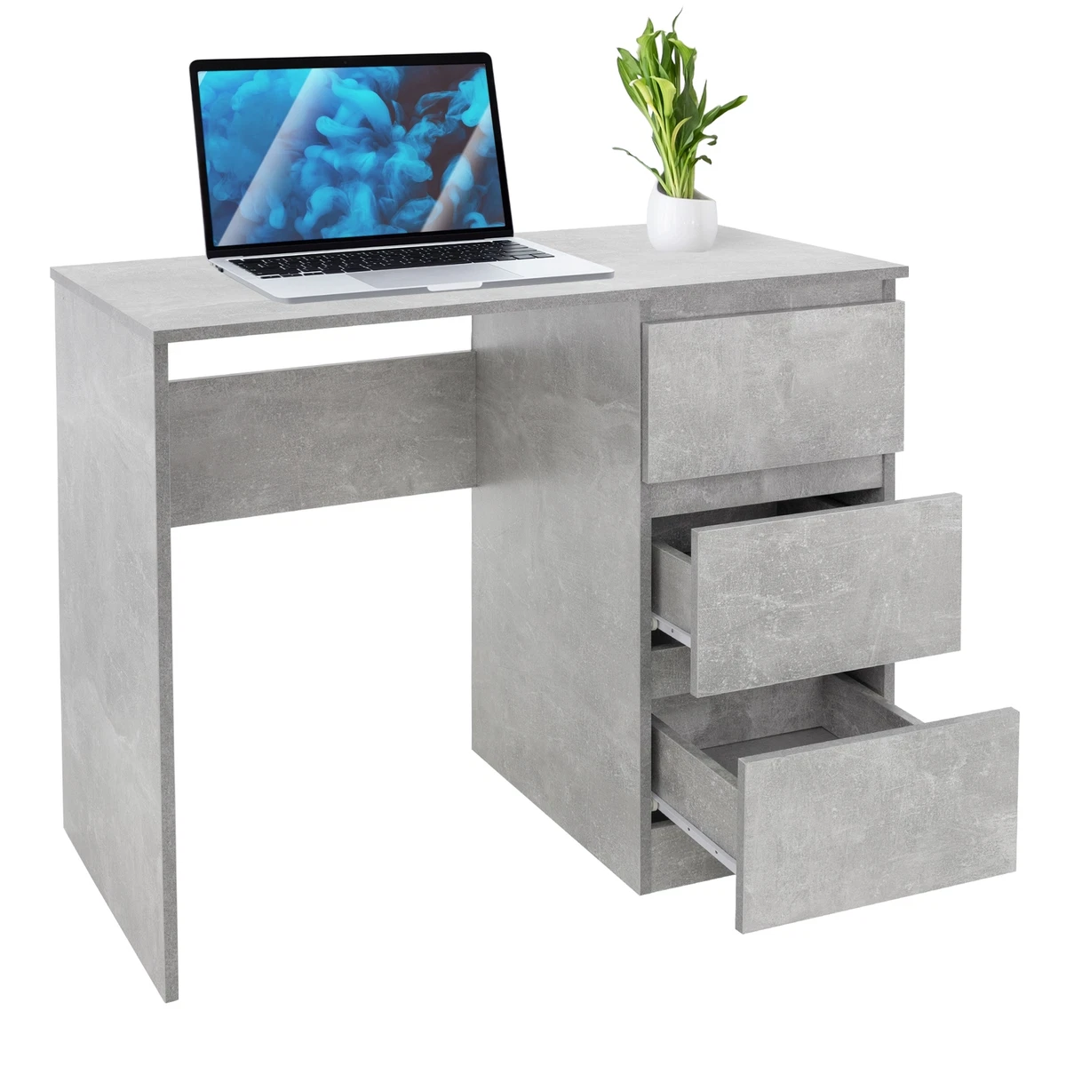 Costway Scrivania per computer da ufficio con cassetti Tavolo porta pc in legno con supporto per
