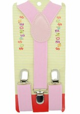 NEW Boys Girls Baby Kids Child Children Clip on Y Back Elastic Pink Suspenders