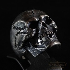 Anello teschio motociclista argento sterling Harley Davidson misura Memento Mori di UNIQABLE 