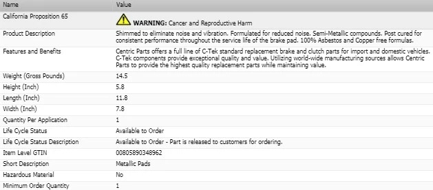 BRAKE PADS FRONT SEMI-METALLIC LEFT & RIGHT SET FOR 1984-1997 FORD LNT9000 - Image 4 of 4
