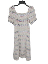 Ann Taylor Loft Dress Womens 2 White Rainbow Dot Print Puff Sleeve Flowy Boho