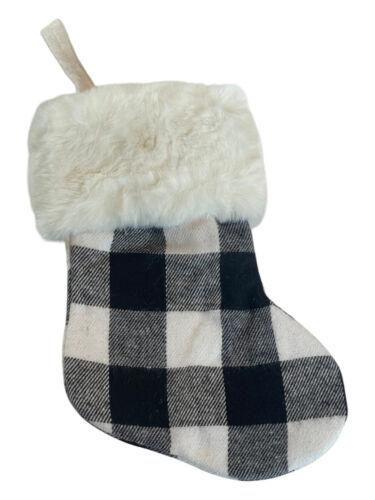 Set of 8 Small Mini Buffalo Check Black and White Plaid Christmas Stockings