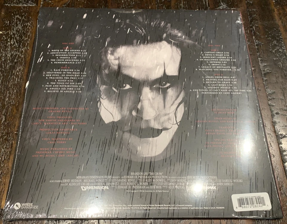 THE CROW Score Deluxe 2x LP Marble Vinyl w/ Poster 500 SEALED Graeme Revell - Image 3 of 4