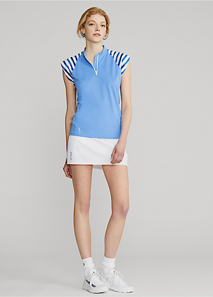 Женская рубашка из пике RLX Golf Ralph Lauren Harbour Blue с застежкой на четверть молнии, размер S, NWT