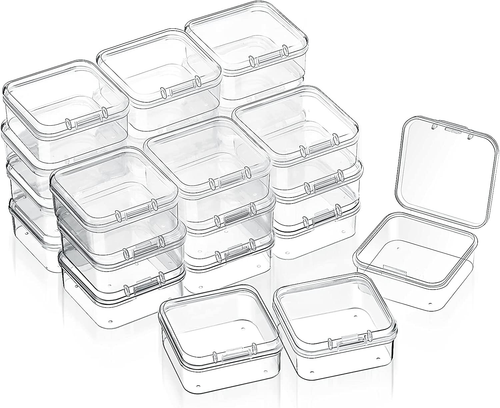 24 Packs Small Clear Plastic Beads Storage Containers Box with Hinged Lid for St - 第 1/6 張圖片