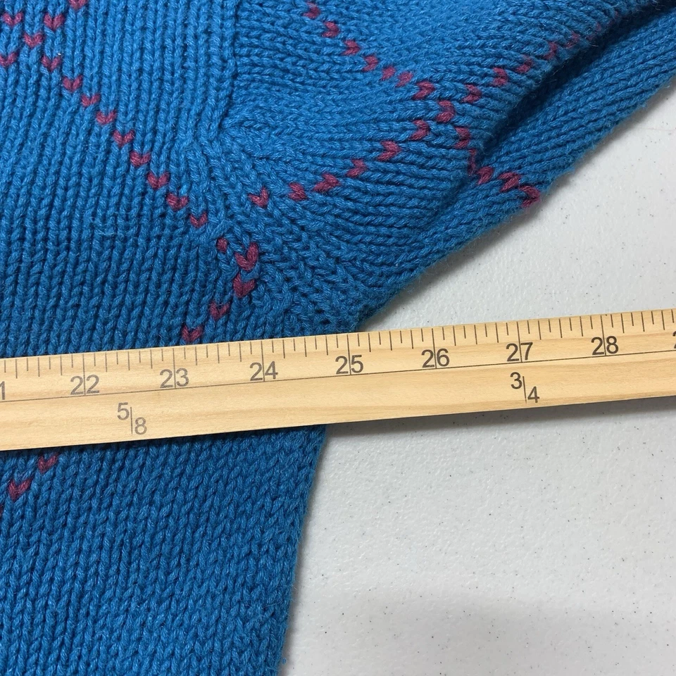 Sears Roebuck Vintage Men's Teal Fair Isle Ski Lodge Sweater Blue XL - Image 4 of 4