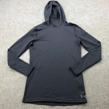Under Armour Shirt Womens Small Black Hooded Pullover Coldgear Fitted