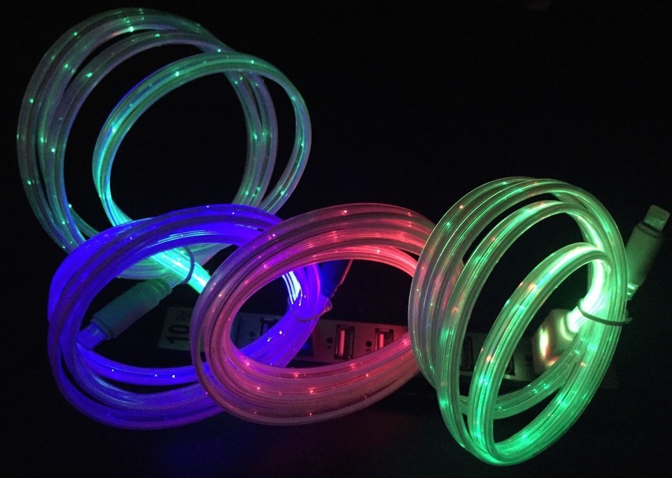 3ft LED el light-up data sync USB charger cable FOR apple iPhone 8 7 6 ...