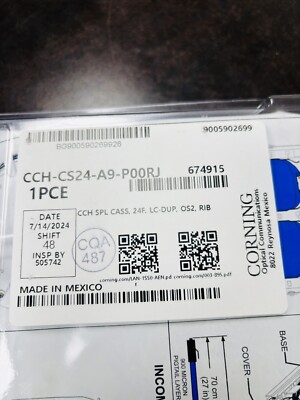 CCH-CS24-A9-P00RJ (Corning) 24 Fiber LC UPC Duplex CCH Pigtailed Splice Cassette