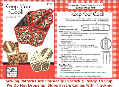 OVEN MITT SEWING Pattern Double Handed (Two Patterns) Round & Double | eBay