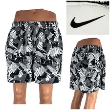 Nike Mens 2XL Shorts Collage Icon Volley Black Pattern Swim NESSC462 001 EUC