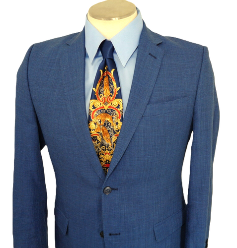 Authentic Gianni Versace Blue Pin Check Nailhead Tweed Sport Coat US 42 R New - Picture 3 of 16