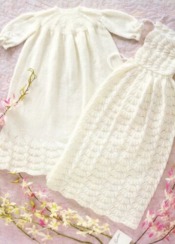 SHELL DRESS & CAPE / 3ply -  birth to 4 months  - COPY baby knitting pattern - Picture 1 of 1
