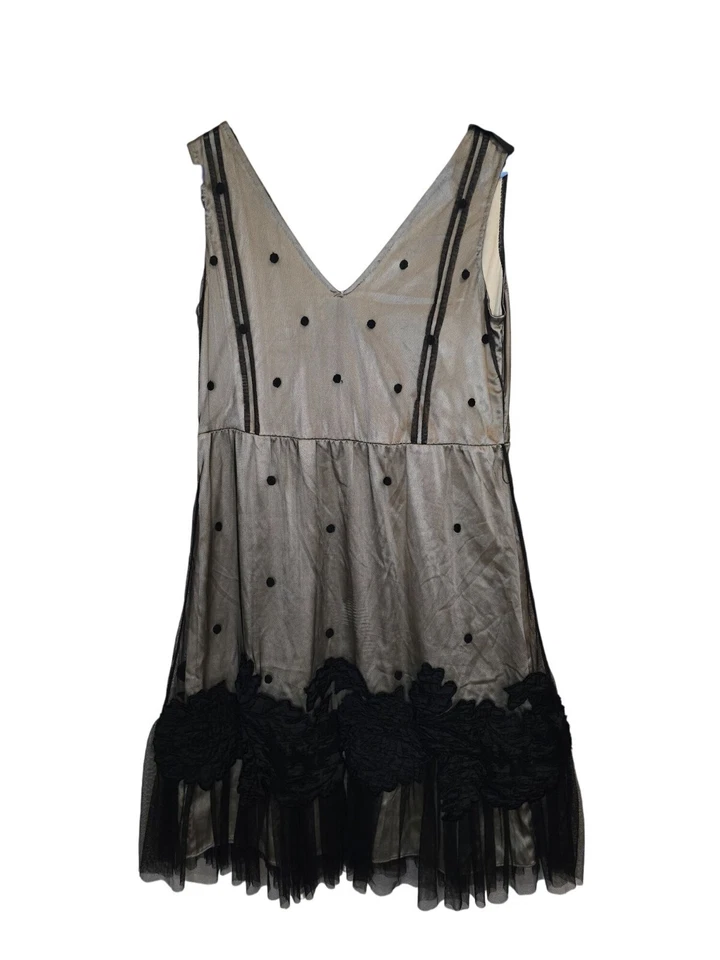 Vestido Baraschi para mujer sin mangas a lunares talla 8 superposición de tul y detalles florales Foto 2 de 4