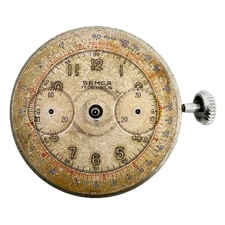 Vintage Semca Telemeter Chronograph Men's Wristwatch Movement Landeron 51 Runs