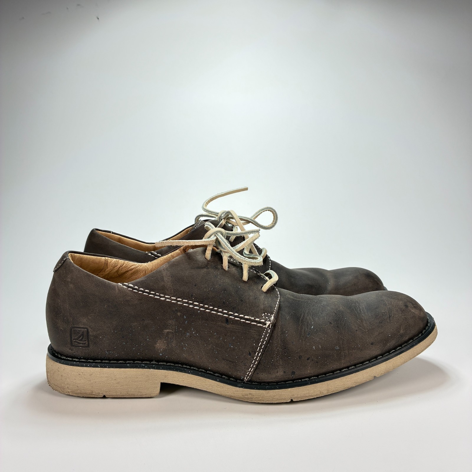 SAOLA Scarpe Oxford Sperry Top Sider Marrone Scamosciato Casual Stringate Uomo Taglia 10 M