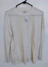 LOFT Outlet Women's White Speckle Lightweight Sweater Small NEW