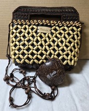 VTG Beaded Crossbody Bag Jamaica  Coconut Shell Change Purse St. Lucia Handmade