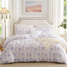 CCoutueChen Purple Bow Duvet Cover Twin 2Pcs Girls Floral Duvet Cover Set, Cu...