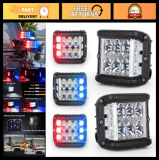 4 Led Pod Lights - Dual Color Red Blue Strobe Side Shooter Lights For Atv Ut