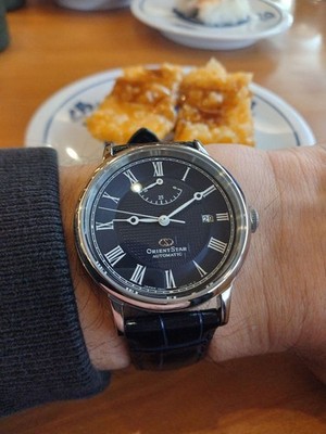 Orient Star RK-AU0003L Watch Black Dial Leather Strap Roman Numerals Rare