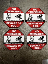 SECURITY STICKER SET 4 NO TRESPASSING Decals CCTV Beware DOG Stickers Gun Decals