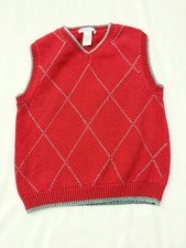 Janie and Jack Boys Red Argyle Sweater Vest Size 4 Preppy