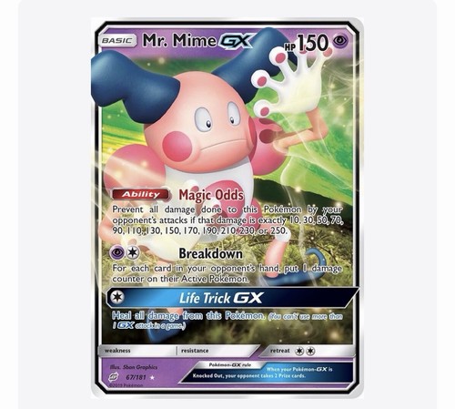 Pokemon Mr. Mime GX #67/181 Team Up Holo Rare Psychic 150 HP English 2019