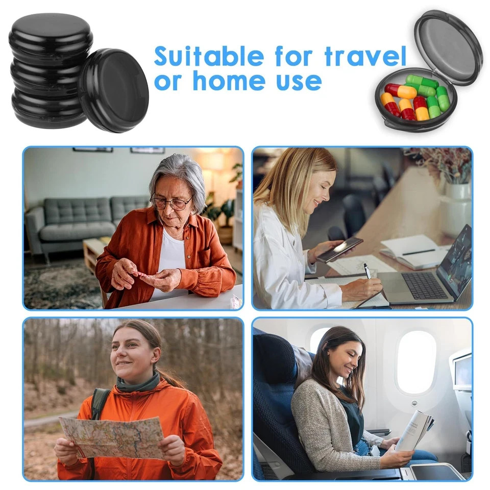 5PCS Small Pill Box,Travel Round Pill Case,Portable Pill Container Holder
