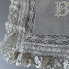 2 Antique 19thC Handkerchiefs French Valenciennes LACE Hand Embroidery Initial B — photo 6