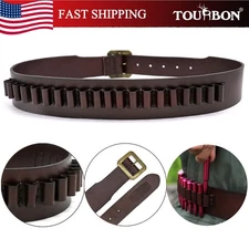 TOURBON Leather Cartridges Belt Bullets Carrier Holder for.38/357/9mm Magnum US