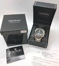 NOS Croton Chronomaster Stainless Steel Chronograph Quartz Men's Watch NEW
