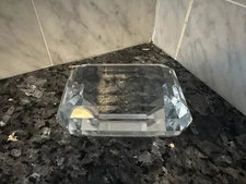 Tiffany & Co Faceted Emerald Cut Diamond Crystal Paperweight