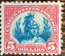 1923 Five Cent Lady Liberty Flat Plate Issue Used Very Light Cancellation SC#573