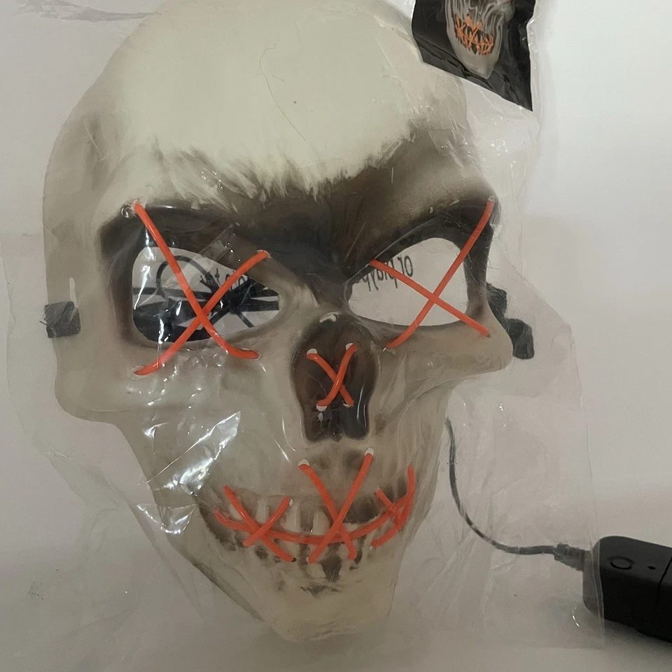 Light Up Skull LED Mask Wire Light Up Face mask  Halloween Costume Mask Cosplay - Image 4 of 4