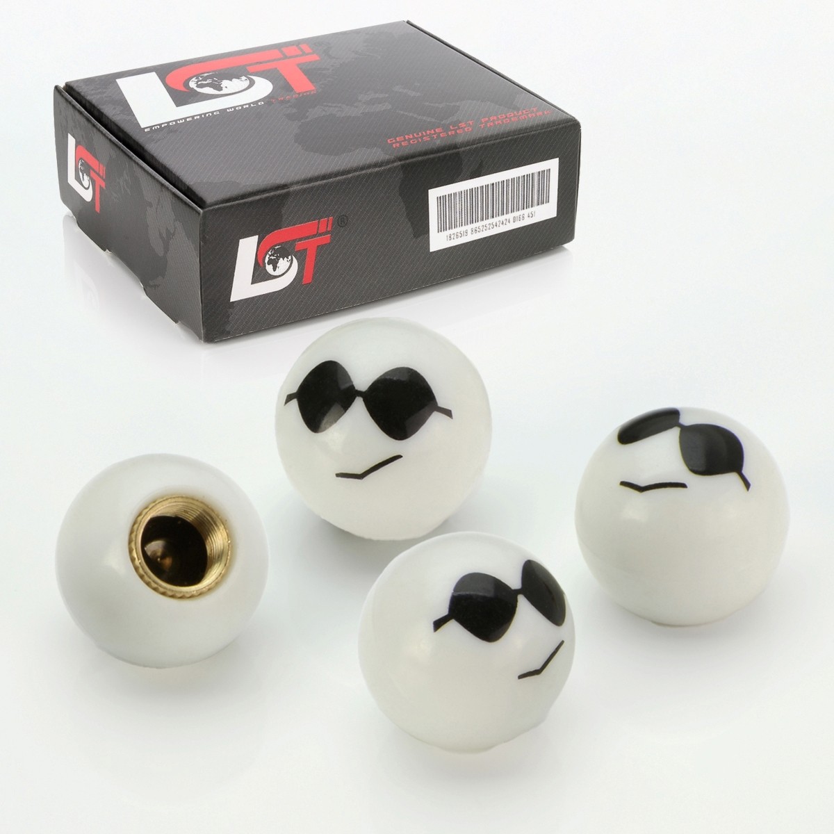 4x Valve Caps Aluminum Tire Valve Emoji Smiley Cool White for DACIA