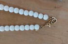 Vintage Monet White Beaded Necklace with Gold Beads Acsents  7"  Signed Gold Tag — photo 9